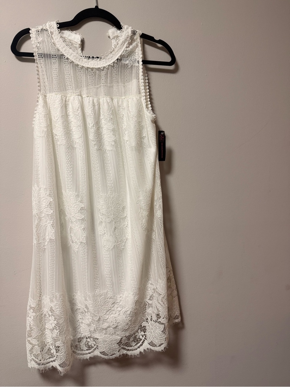 No Boundaries White Lace Sleeveless Shift Dress